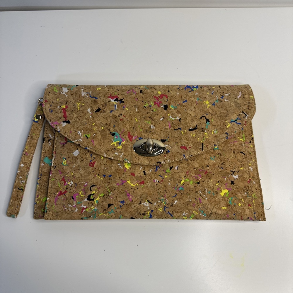 Genuine Memphis Cork Clutch Purse Confetti Print Eco Friendly